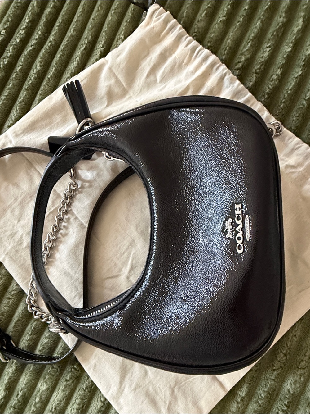 Coach Black Patent Leather Crescent Shoulder Bag - Picture 6 of 7